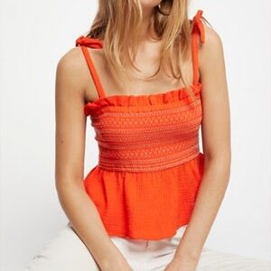 Free People Smock It To Me Tube Top in Cherry Red